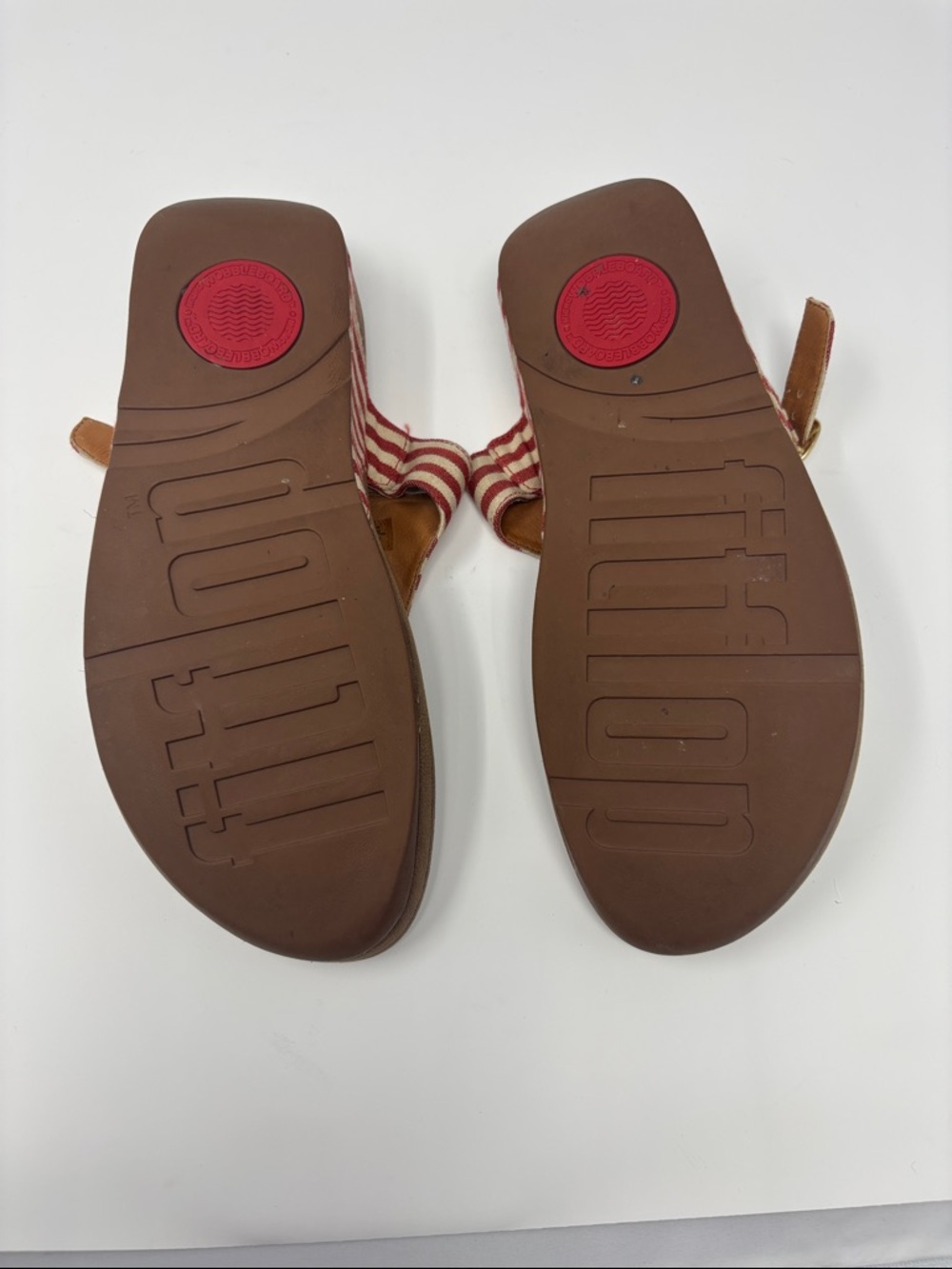 Striped Red and Cream Thong Sandals - Women fitflop 7 - Picture 6 of 8